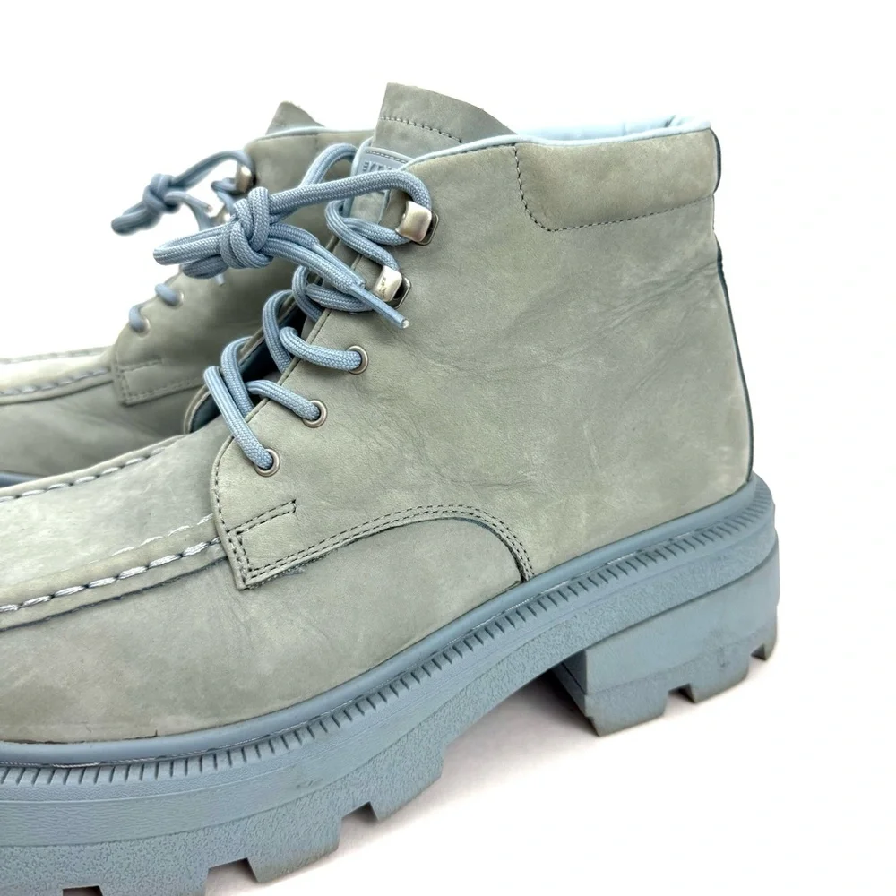 EYTYS Mens Boots Nubuck Light Blue Tribeca Lace Up Square Toe